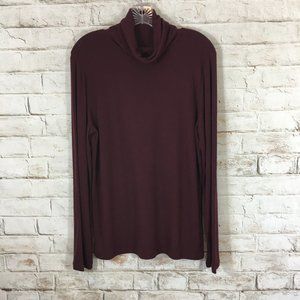 Ann Taylor Loft Women's Size XL Maroon Long Sleeve Turtleneck Ribbed Stretch